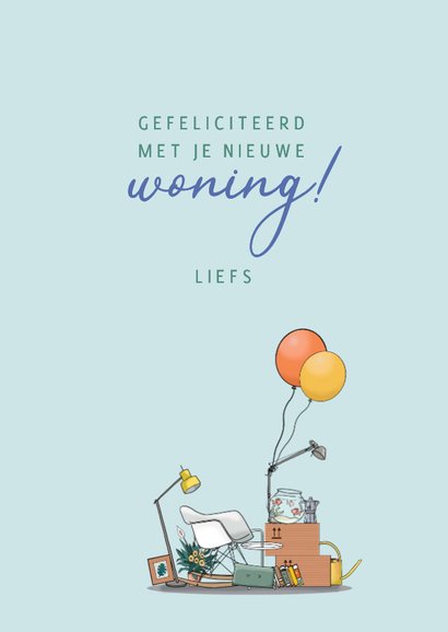 Felicitatiekaart kleine auto met spullen 3