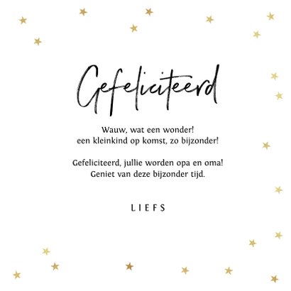 Felicitatiekaart kleinkind op komst sterren goud opa oma 3