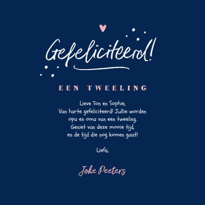 Felicitatiekaart krijt doodle tweeling opa en oma kleinkind 3