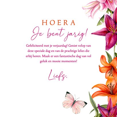 Felicitatiekaart lelies vlinders 3