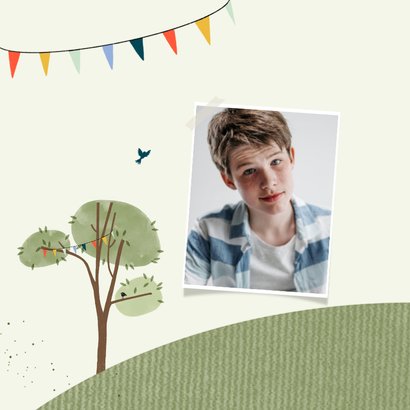 Felicitatiekaart lentefeest boom groei foto's 2