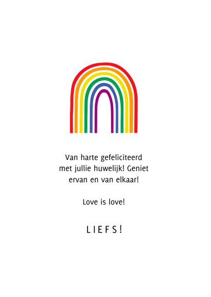 Felicitatiekaart love is love regenboogkleuren 3