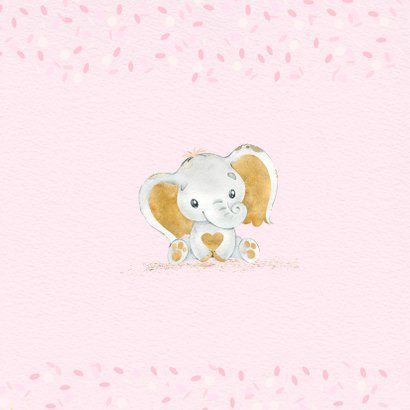 Felicitatiekaart meisje olifant goud 2