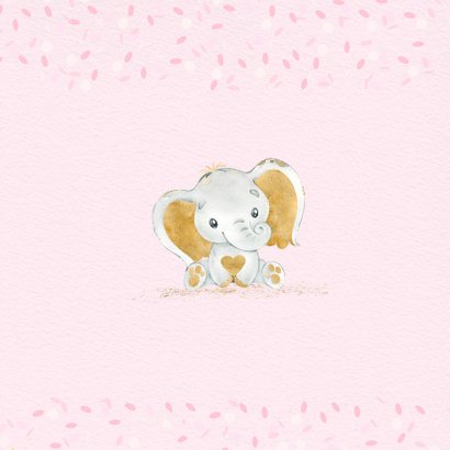 Felicitatiekaart meisje olifant goud 2