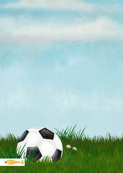 Felicitatiekaart met benen op voetbal 2