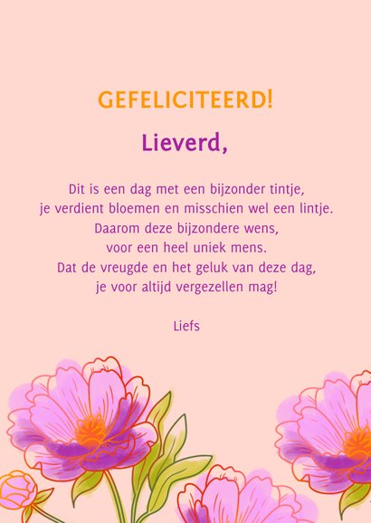 Felicitatiekaart met bloemen pioenrozen 3