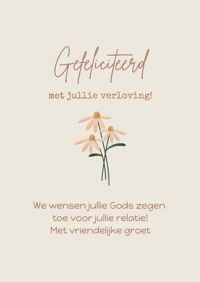 Felicitatiekaart met bloemen voor een verloving 3