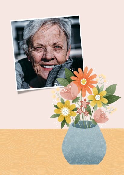 Felicitatiekaart met bosje bloemen 80 jaar 2