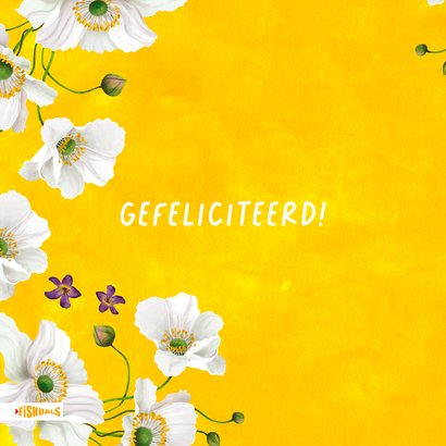 Felicitatiekaart met briefje en bloemen 2