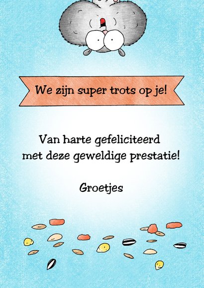 Felicitatiekaart met een hamstertje met volle wangzakken 3