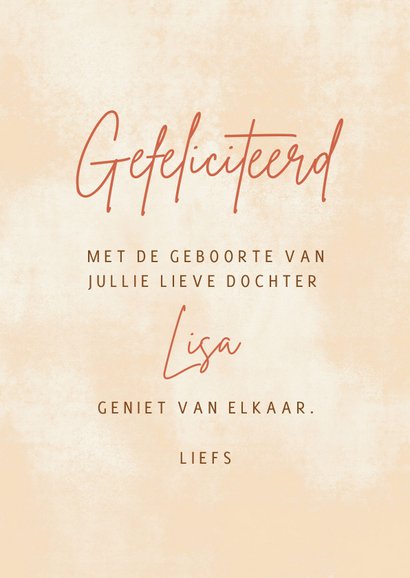 Felicitatiekaart met giraffe mama en kalf geboorte meisje 3