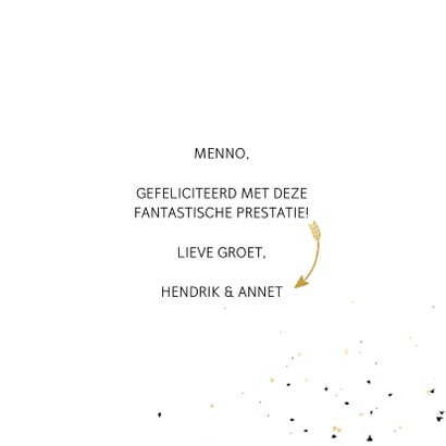 Felicitatiekaart met gouden 'goed gedaan' en foto 3