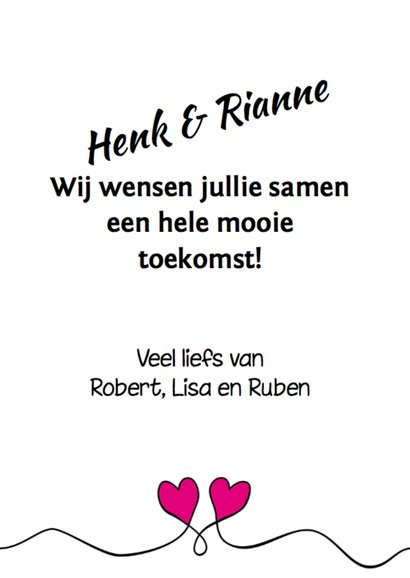 Felicitatiekaart met Grafische tekst en hartjes 3