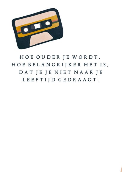 Felicitatiekaart met humor, cassettebandje met leeftijd 2