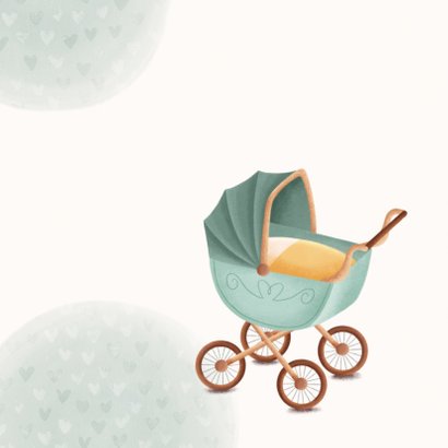 Felicitatiekaart met kinderwagen hoera een kleinzoon 2