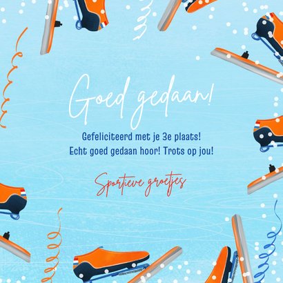 Felicitatiekaart met klapschaats en medaille 3