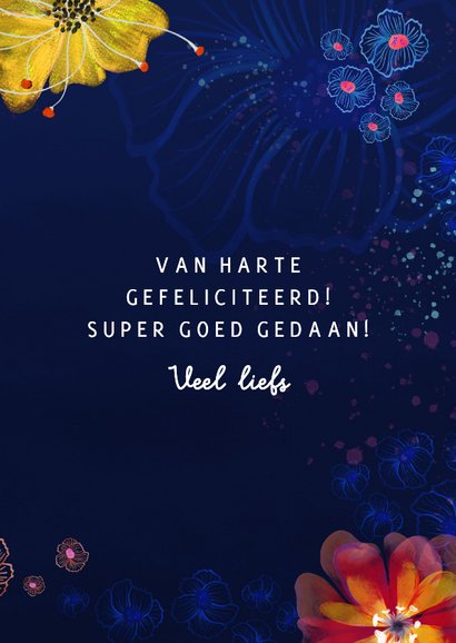 Felicitatiekaart met kolibrie en bloemen 3