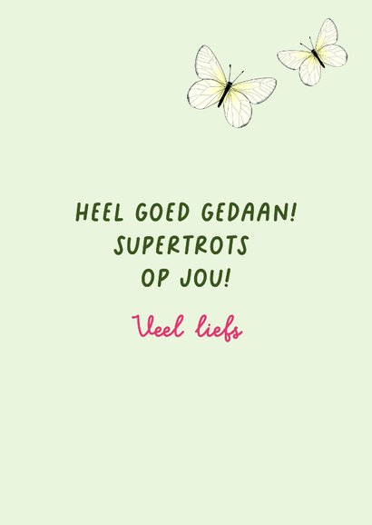 Felicitatiekaart met kwikstaart en vlinder 3