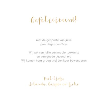 Felicitatiekaart met lijntekening van baby met sterrenregen 3