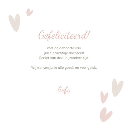 Felicitatiekaart met olifantjes tweeling meisjes 3