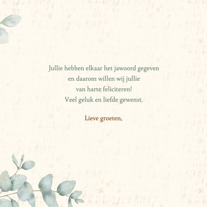 Felicitatiekaart met paartje duiven en eucalyptus 3