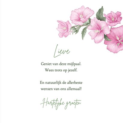 Felicitatiekaart met roze stokroos 3