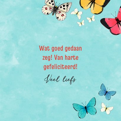 Felicitatiekaart met veel gekleurde vlinders 3