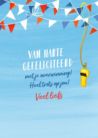 Felicitatiekaart met vlaggetjes en voetbalschoenen 3