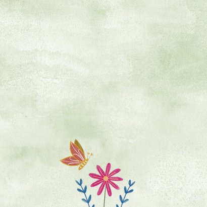 Felicitatiekaart met wilde bloemen illustratie en vlinder 2