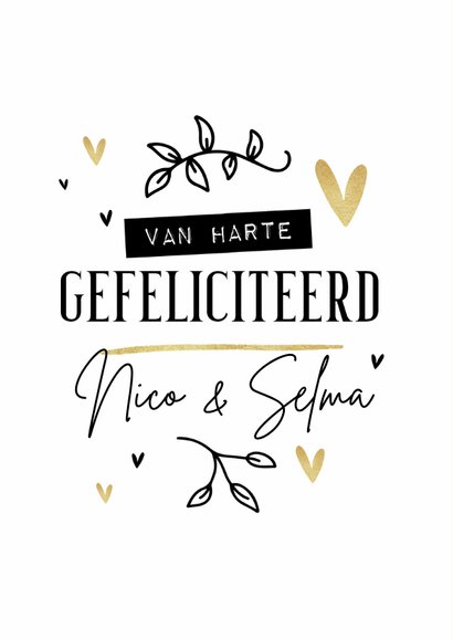 Felicitatiekaart mijlpaal trouwdag huwelijksjubileum hartjes 2