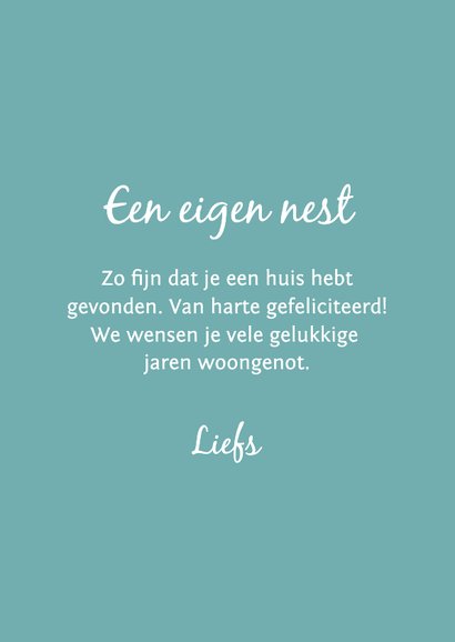 Felicitatiekaart nieuw huis merel op een nest 3