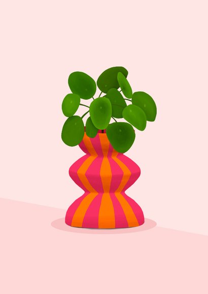 Felicitatiekaart nieuw stekje met plant in moderne pot  2