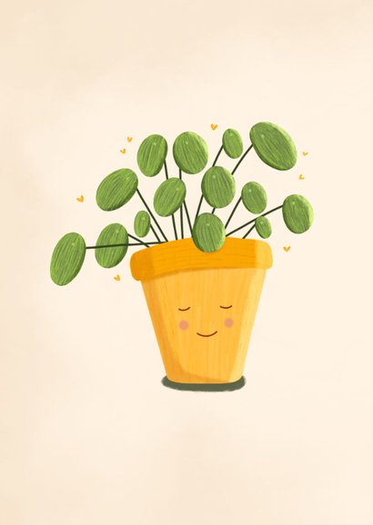Felicitatiekaart nieuw stekkie met pannenkoekenplant 2