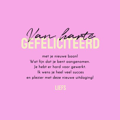 Felicitatiekaart nieuwe baan powervrouw geel roze 3