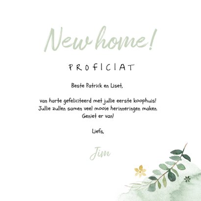 Felicitatiekaart nieuwe woning botanisch planten 3