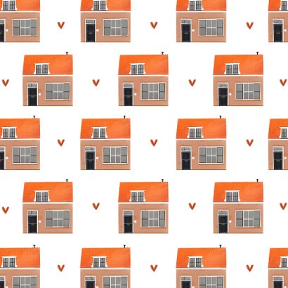 Felicitatiekaart nieuwe woning huisjes illustratie patroon 2