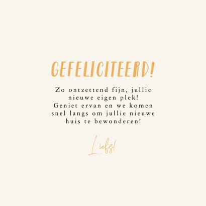 Felicitatiekaart nieuwe woning met huis in thee kop 3