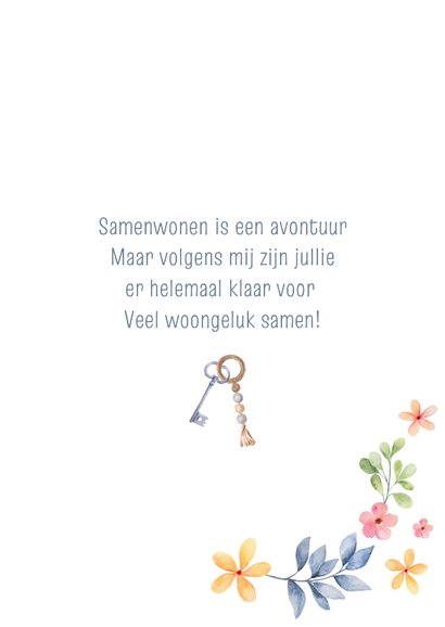 Felicitatiekaart nieuwe woning met kleurrijke bloemen 3