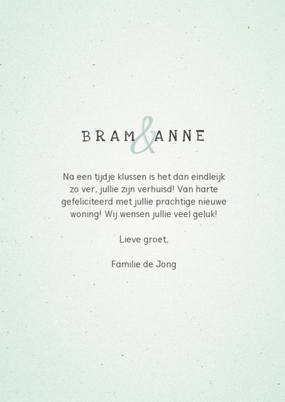 Felicitatiekaart 'nieuwe woning' met plant en kat 3
