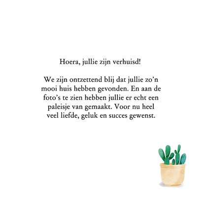 Felicitatiekaart nieuwe woning met waterverf planten 3