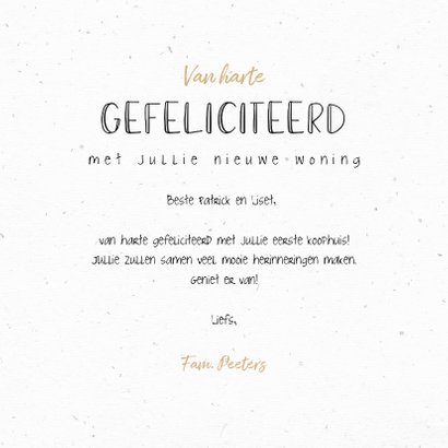 Felicitatiekaart nieuwe woning plant botanisch hartjes 3