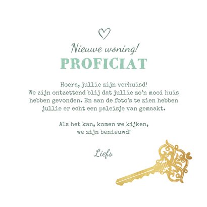 Felicitatiekaart nieuwe woning sleutel goud confetti 3