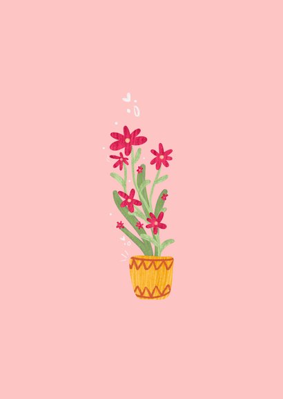 Felicitatiekaart nieuwe woning voordeur roze 2