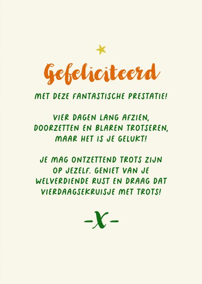 Felicitatiekaart Nijmeegse vierdaagse gladiolen schoen wow 3