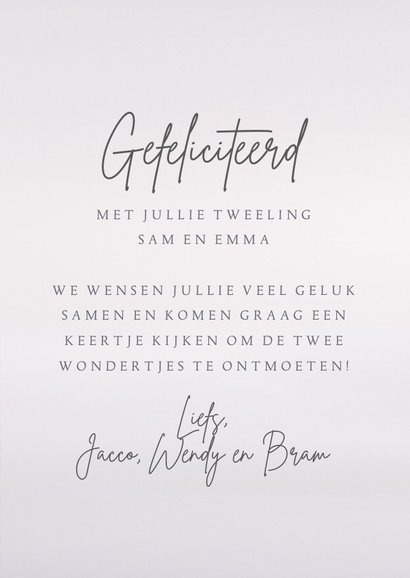 Felicitatiekaart om te proosten op een tweeling 3