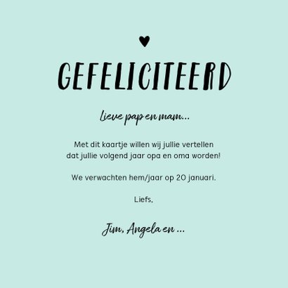 Felicitatiekaart opa en oma hip trendy mint foto 3