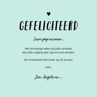 Felicitatiekaart opa en oma hip trendy mint foto 3