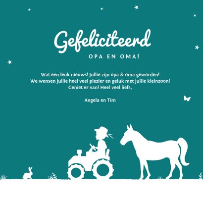 Felicitatiekaart opa en oma kleinzoon boerderij jongen 3