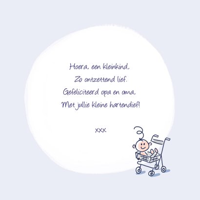 Felicitatiekaart opa en oma met rollator en kleinkind 3