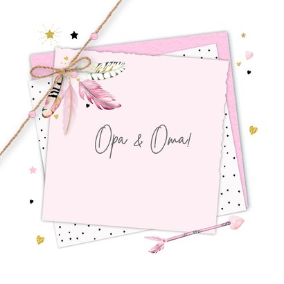 felicitatiekaart opa en oma veertjes 2